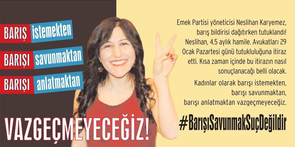 Hocama_Dokunma's tweet photo. Barış istemekten vazgeçmeyeceğiz!#BarışıSavunmakSuçDeğildir !
#TTBYalnızDeğildir #TTBSusturulamaz https://t.co/L106mlZUKc