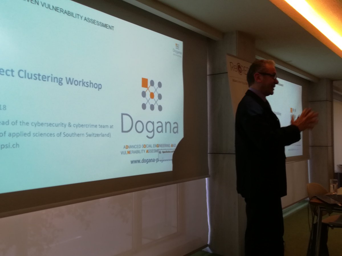 ReCRED_H2020's tweet photo. Angelo Consoli from @supsi_ch leads the session of #H2020PCW for #CyberSecurity in #Social Engineering with a very interesting presentation of the @DOGANAProject 👨‍💻👩‍💻 https://t.co/aONegodnPp