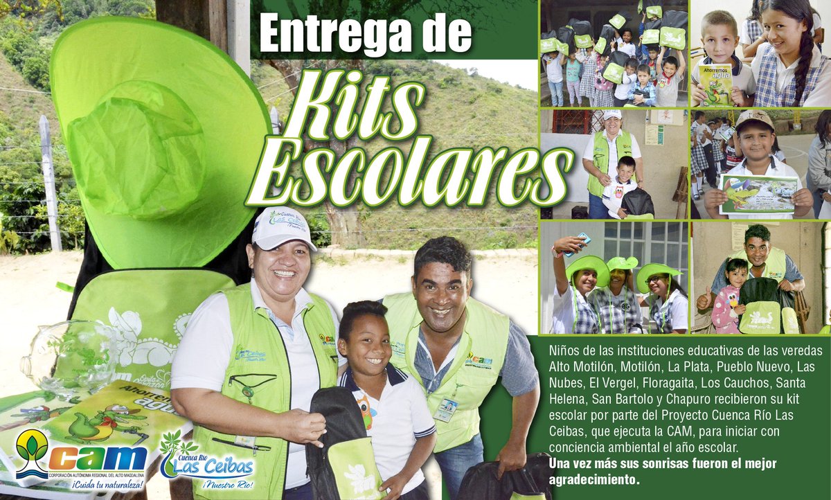 PROYECTOCEIBAS's tweet photo. Nuestra labor #social no se detiene. La generación de conciencia ambiental con el río Las Ceibas, a partir de la entrega de útiles escolares a los pequeños que habitan en la cuenca, continúa. Este jueves la estrategia llegará a la vereda Primavera. @CAMHUILA https://t.co/pFzfFiMIyE