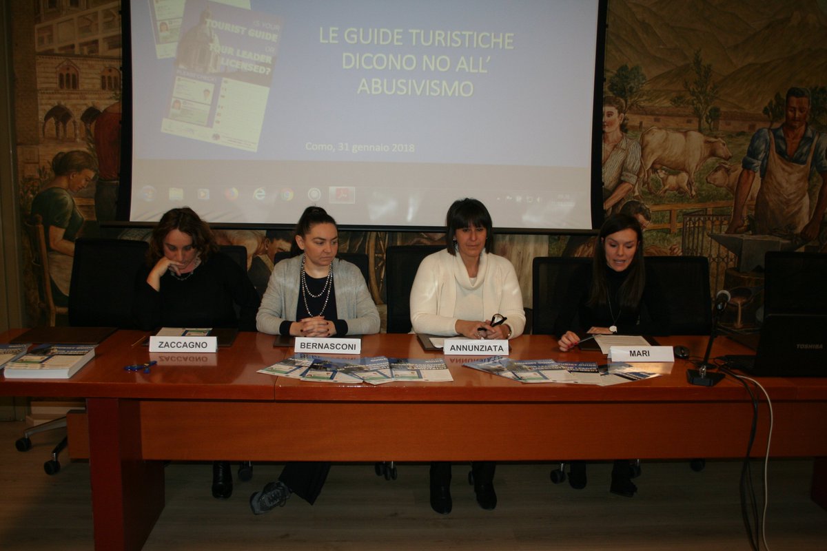 Confcommercioco's tweet photo. Guide turistiche: a Como stop all'abusivismo con la nuova locandina presentata oggi in via Ballarini. #stopabusivismo #guideturistiche https://t.co/N6cnJg3xWE