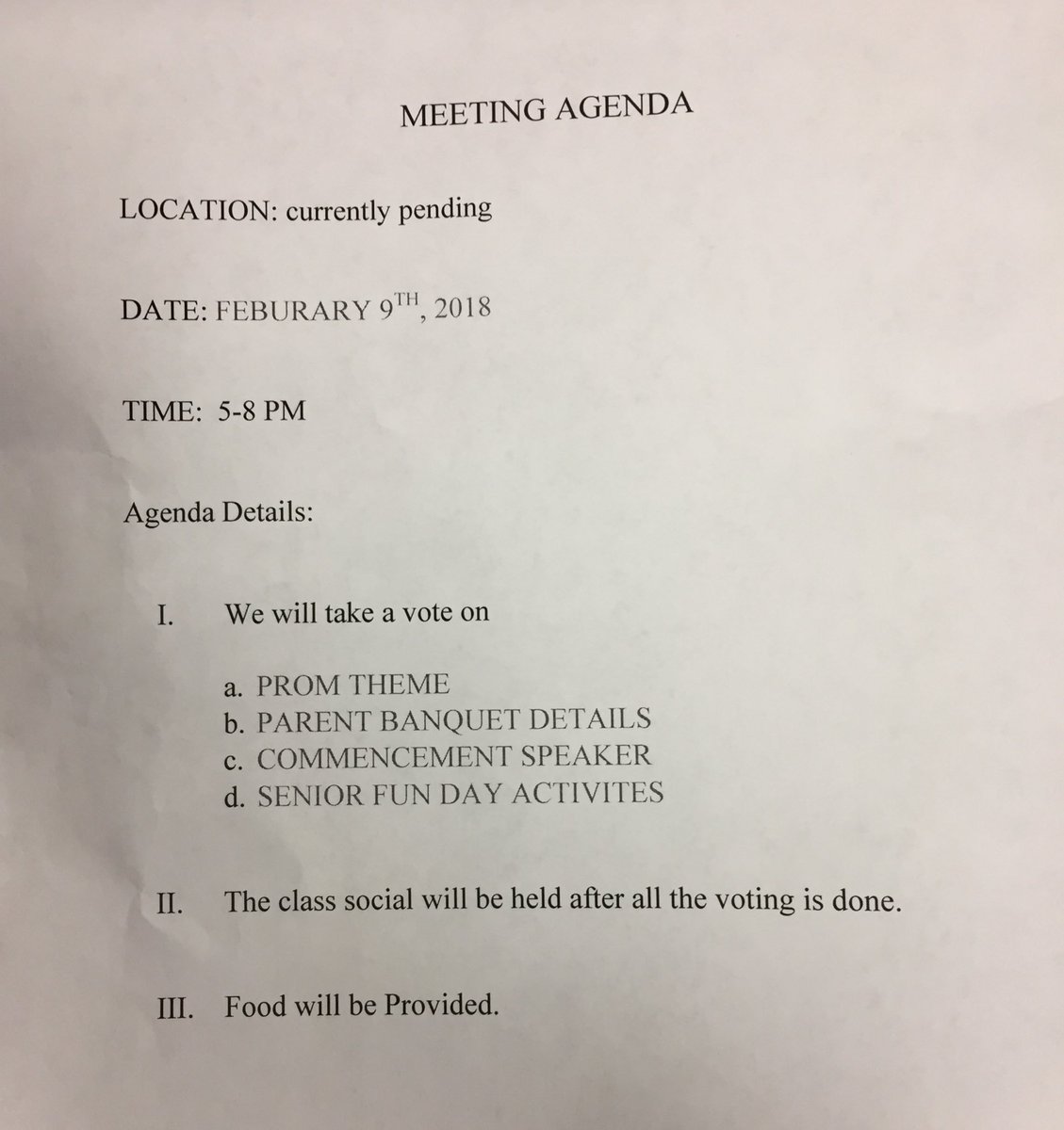 medhigh18's tweet photo. Hello Seniors! On February 9th we hope to have a class meeting/social afterschool to discuss some important matters and have some fun! If you would like to attend please sign uo with Navarro and Alison Hope to see you all there! 👍🏽 https://t.co/N31vW52Fsk