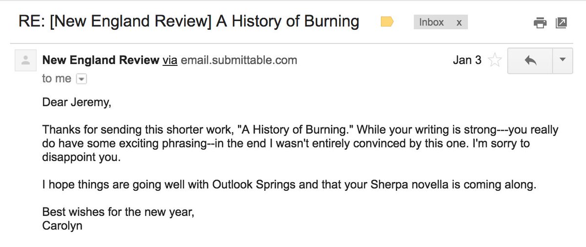 jackshoegazer's tweet photo. Hey @literistic, here's a less-than-terrible rejection letter from last year. https://t.co/vGGTLyQ10T #WrittenAndRejected https://t.co/NwoKunI2zt