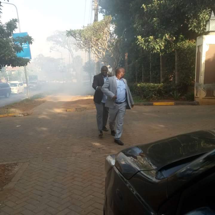 AhmedAKosar's tweet photo. BREAKING: NASA MPs teargassed by police outside Nairobi PCIO after they demanded the release of MP TJ Kajwang who was arrested earlier. #NASAMPs #KajwangArrested https://t.co/djKacaGzyQ