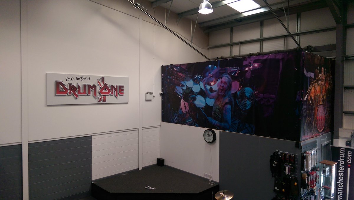 NoodleZx's tweet photo. Really enjoyed last week's work! Large format printing Banners and signs in #Manchester #NickoMcBrain @IronMaiden @sonor_drums @admsignsltd Hope you like it! #drumming #signwriting https://t.co/blau2ZJaTq