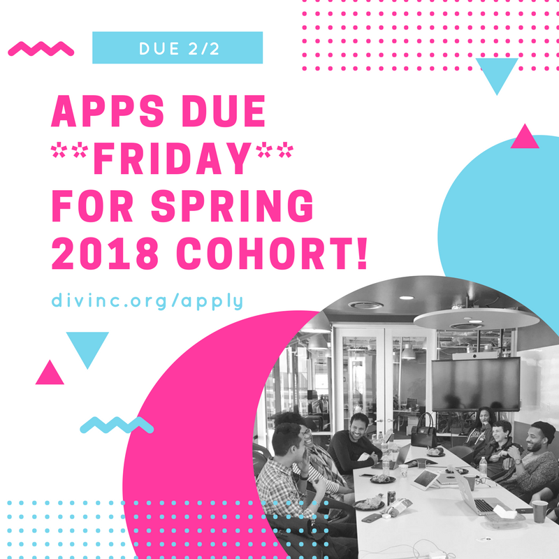 Only two days left to apply! "Divinc prepared me for real startup success, laying the tactical foundation for being a startup that was equipped to prepare financials, pitch, and secure funding through targeted curriculum and meaningful mentorship." -<a href="/RedenimWear/">Redenim</a>