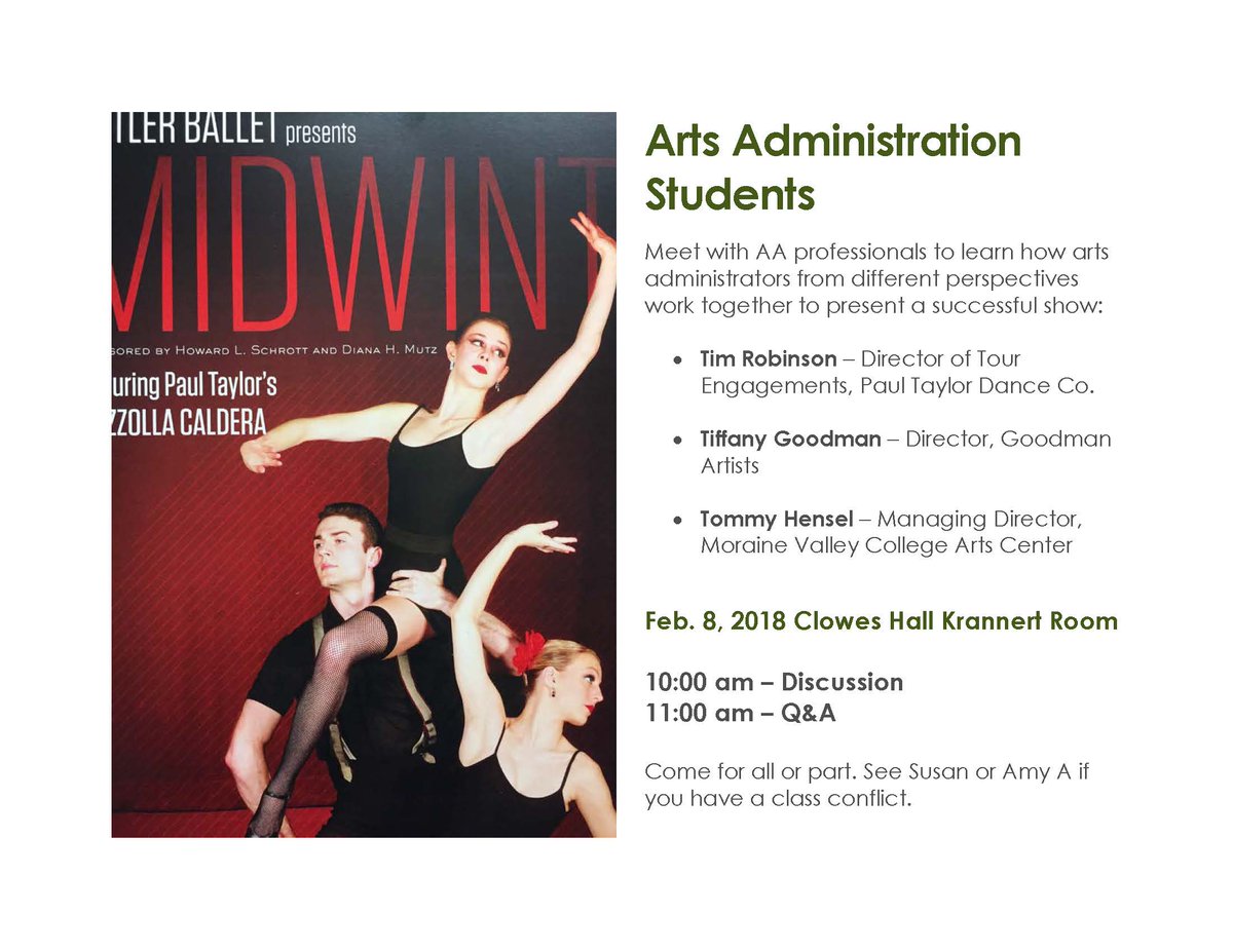 ButlerArtsAdmin's tweet image. Meet with Arts Admin Professionals on February 8 !
