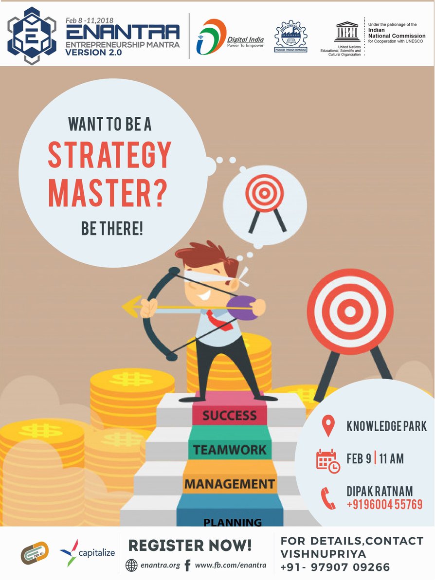 enantra's tweet photo. Bring out the tactical brain-master in you by participating in this nail biting event to sharpen your business management skills. Become the financial guru by honing your mad skills and get a chance to tackle money crisis scenarios.
#BackInBusiness https://t.co/GgZJF9ghgt