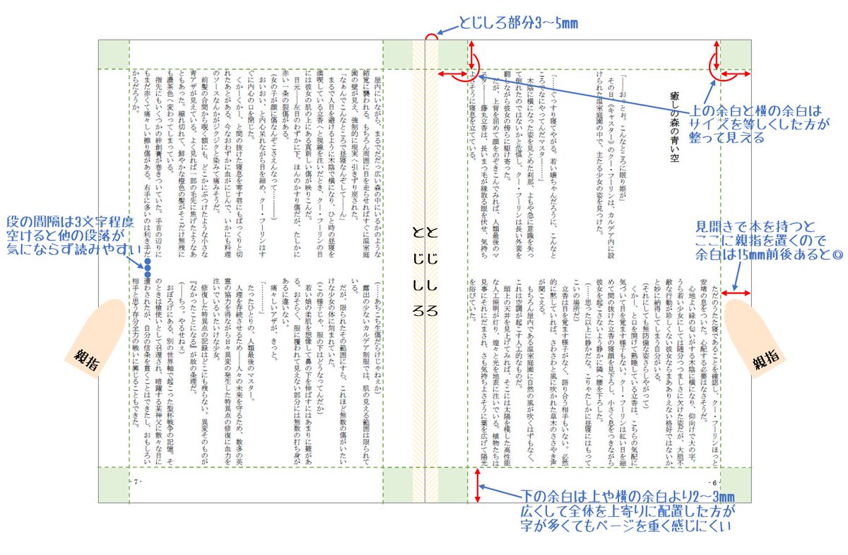 アオキ 8 22インテ５号館え91b Twitterren メイキングとは違うかもしれないけど作ってみた 超個人的な これが読みやすい気がしてるからいい感じなんじゃないかなと思ってるa5小説同人誌のページ設定について 余白とか文字数とかとりあえずこのへんに注意して