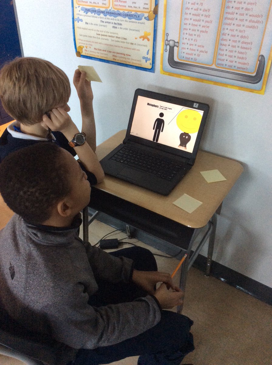 Sharing our figurative language projects and giving feedback to our classmates! Many types of media used: vlogs,iMovie, google slides and docs, posters, poems, and raps.