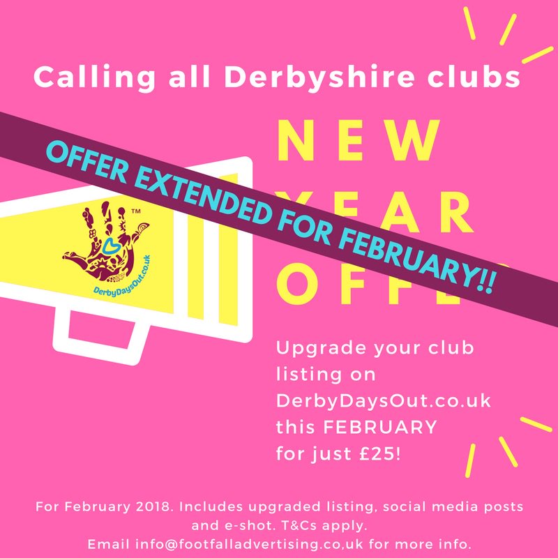 DerbyDaysOut's tweet photo. FANTASTIC NEWS! We’ve extended our clubs offer for one more month! Take advantage of upgraded listing, use as many images as you like, feature on our club homepage, full dedicated write up of your club, social media push and eshot! All for just £25! #Derby #Derbyshire #kidsclubs https://t.co/jY3tgVPEtV
