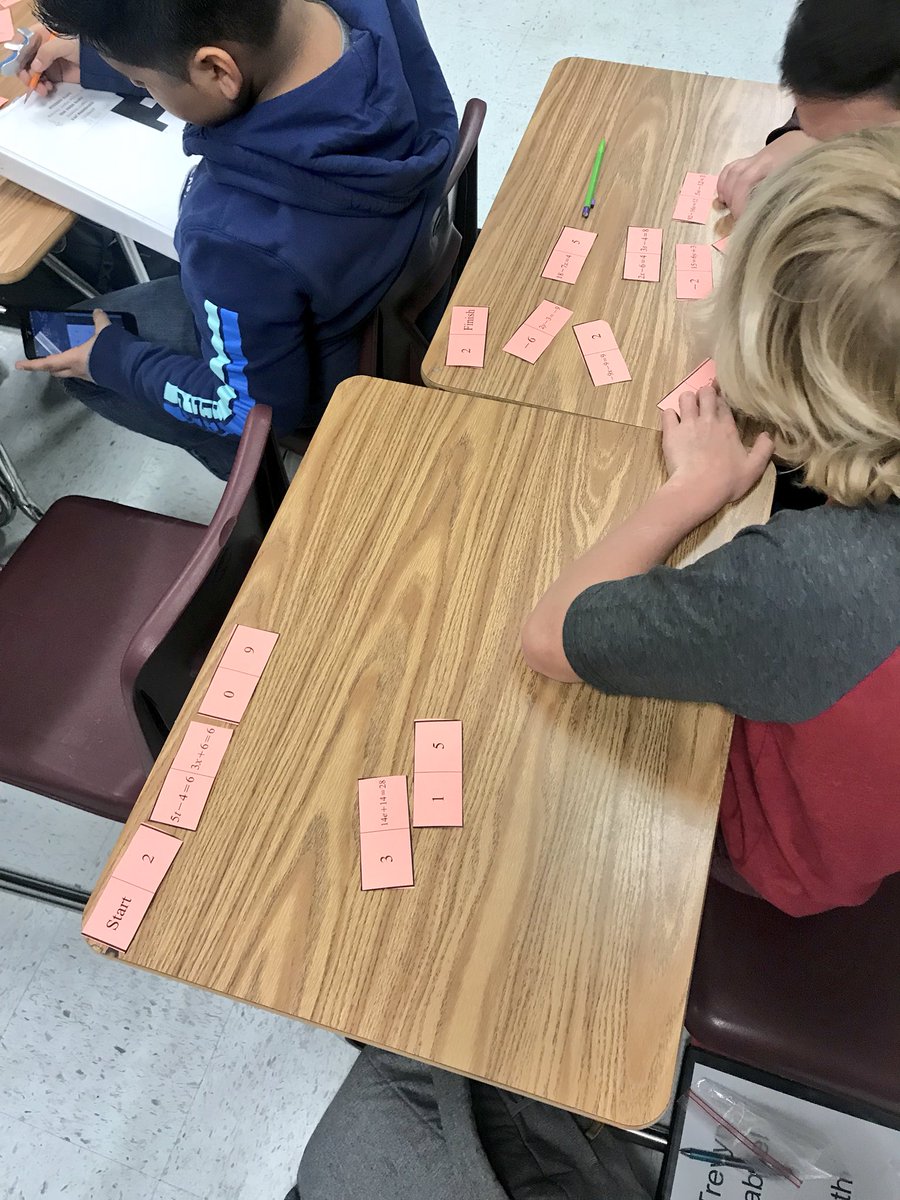 MrsJ_CPJH's tweet photo. Nothing makes my teacher heart more happy than hearing “This is fun...can we keep doing this?” 🤗#solvingequationswithdominoes https://t.co/By3b0zalHM