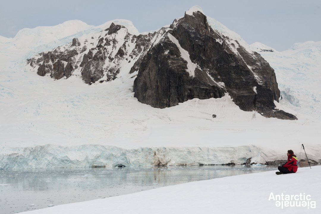 ABiennale's tweet photo. AB VISION CLUB, Susmita Mohanty:
"I remember the inspiring Antarctic soundtrack on day 9 of our  expedition - the extraordinary glacial groans and iceberg calving we  listened to, while on Paradise Bay."
#AntarcticBiennale #Antarctica #polarart https://t.co/ocbXxJOdiB
