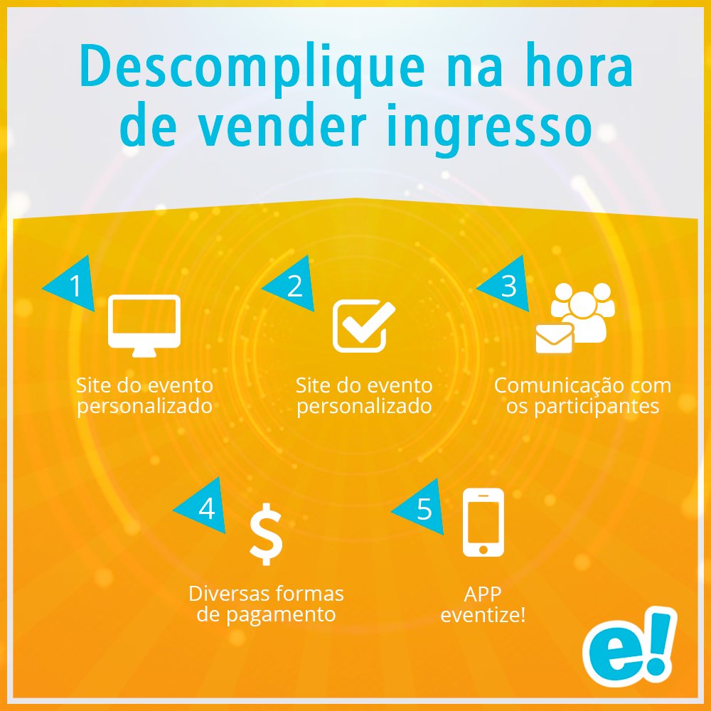 eventizebr's tweet image. Descomplique na hora de vender ingresso do evento na internet! Mais informações em goo.gl/rVwK8F

#eventize #eventizebr #ingresso #ingressoonline #plataformadegestão