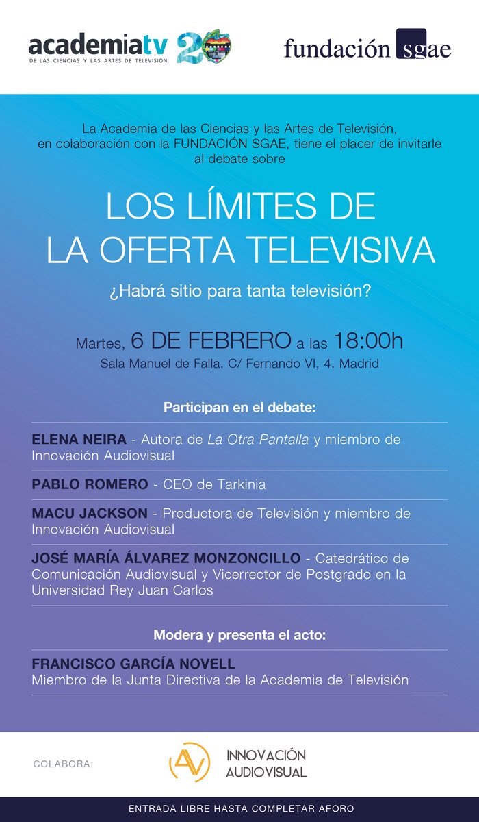 Los limites de la oferta televisiva en nueva edición de las conferencias en colaboración con <a href="/academia_tv/">AcademiaTV</a> ¿Hay un techo en la era de la Peak TV?