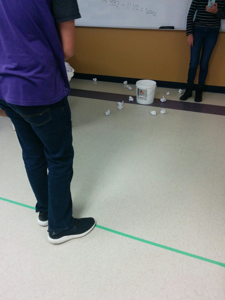 slgrif's tweet photo. All morning math = Trashketball...linear relationships, proportional reasoning, measurements all in one lesson 😀 https://t.co/Kt08SBf8Pk