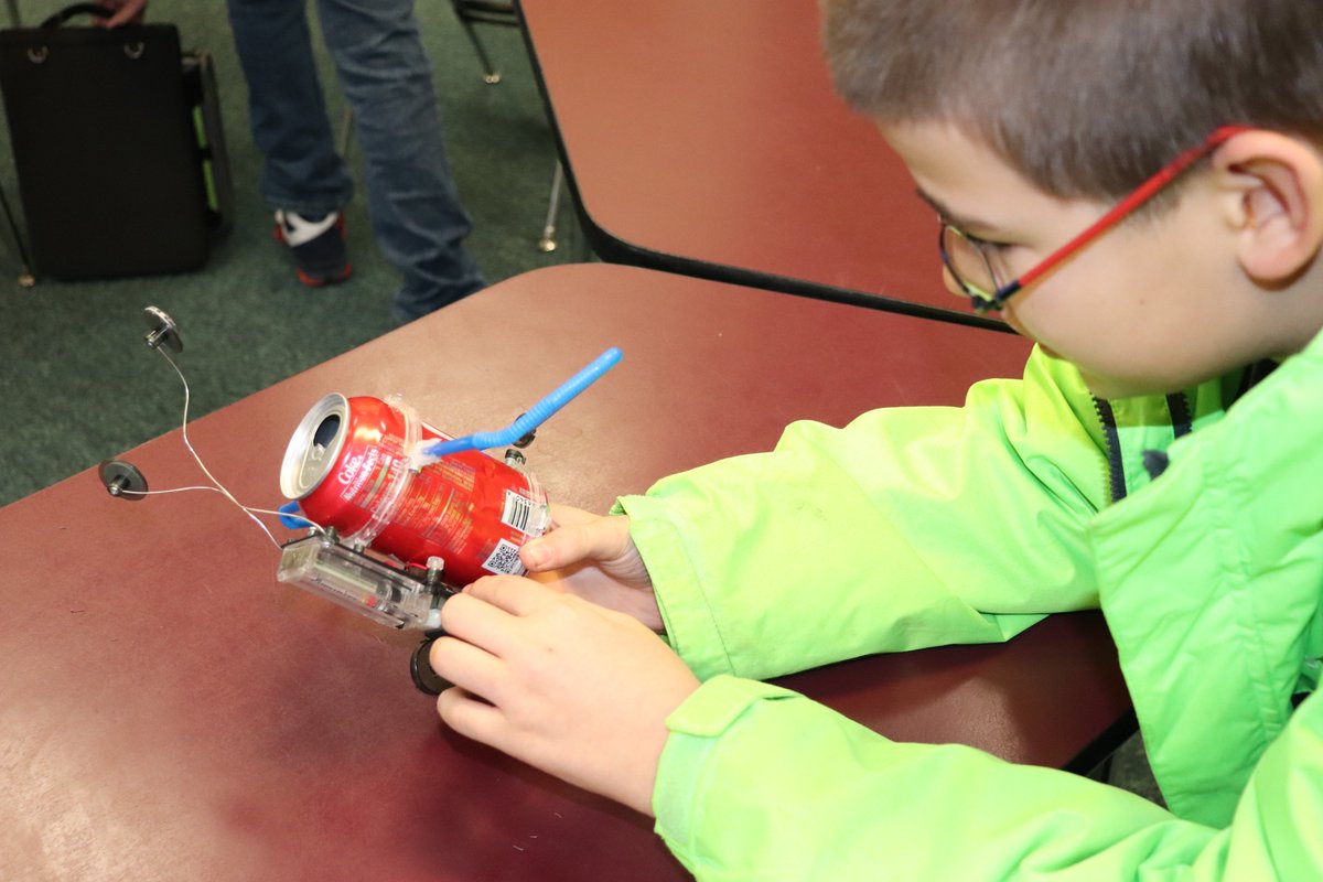 SFSPhoenix's tweet photo. Experiments are happening at home! Look at this cute little robot made by one of the SFS students. He will be retested and perfected in the home lab. #SFSScience https://t.co/677KatGr5K