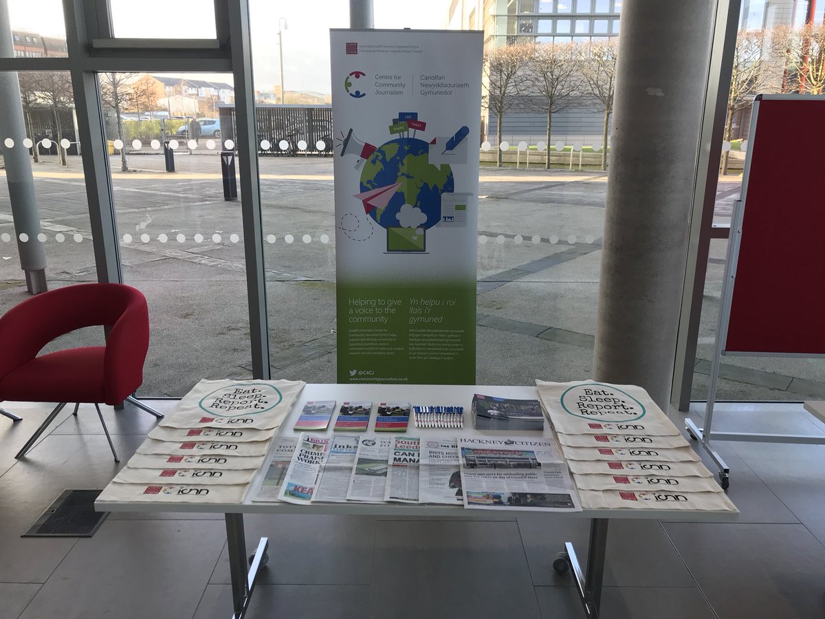 C4CJ's tweet photo. We're at @cardiffuni's Hayden Ellis building for the University Court exhibition event showcasing our work and the tremendous work if the independent community and hyperlocal news sector @ICNNUK #eatsleepreportrepeat https://t.co/svY0I11Fvu