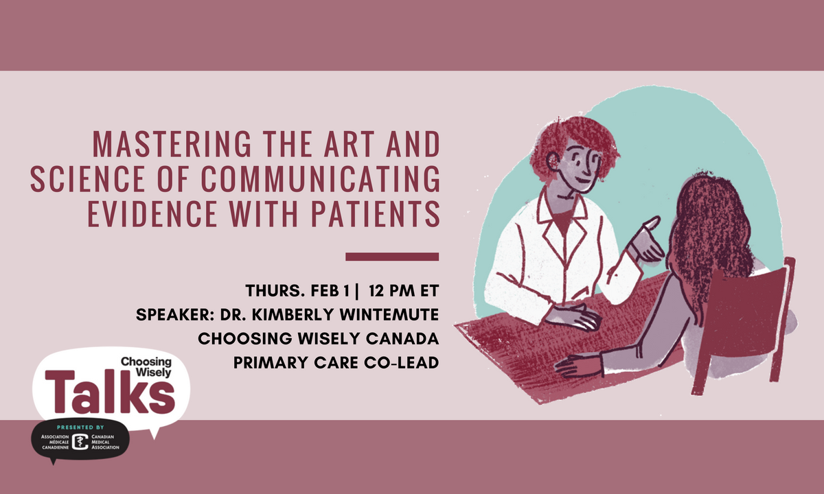 ChooseWiselyCA's tweet photo. Tune in tomorrow for #CWTalks presented by @CMA_Docs @ 12 ET! Our #choosingwisely #primarycare co-lead Dr. Wintemute will be discussing "Mastering the Art and Science of Communicating Evidence with Patients" #docs4talk #familydocs @FamPhysCan
Webinar link:
https://t.co/dEqwUrwurw https://t.co/FvhDcvnEto