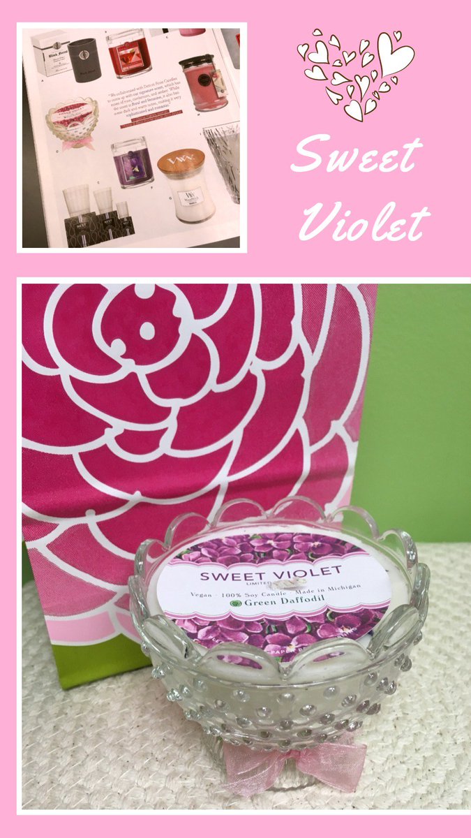 GreenDaffodil1's tweet photo. Our Sweet Violet candle was featured in Detroit Home! To celebrate we put together this package! For $30 you get our limited edition candle, a greeting card of your choice, a pack of Green Daffodil matches, all gift wrapped in the lovely bag pictured! #handmade #detroithome https://t.co/91ljgY9ImL