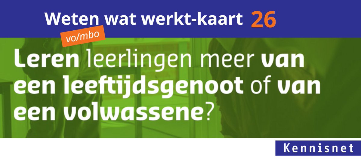 Leerlingen leren meer én met minder inspanning van de uitleg van een volwassene. Meer weten? Lees het in de nieuwe 'Weten wat werkt-kaarten' voor het vo en mbo: kn.nu/p8bn9
