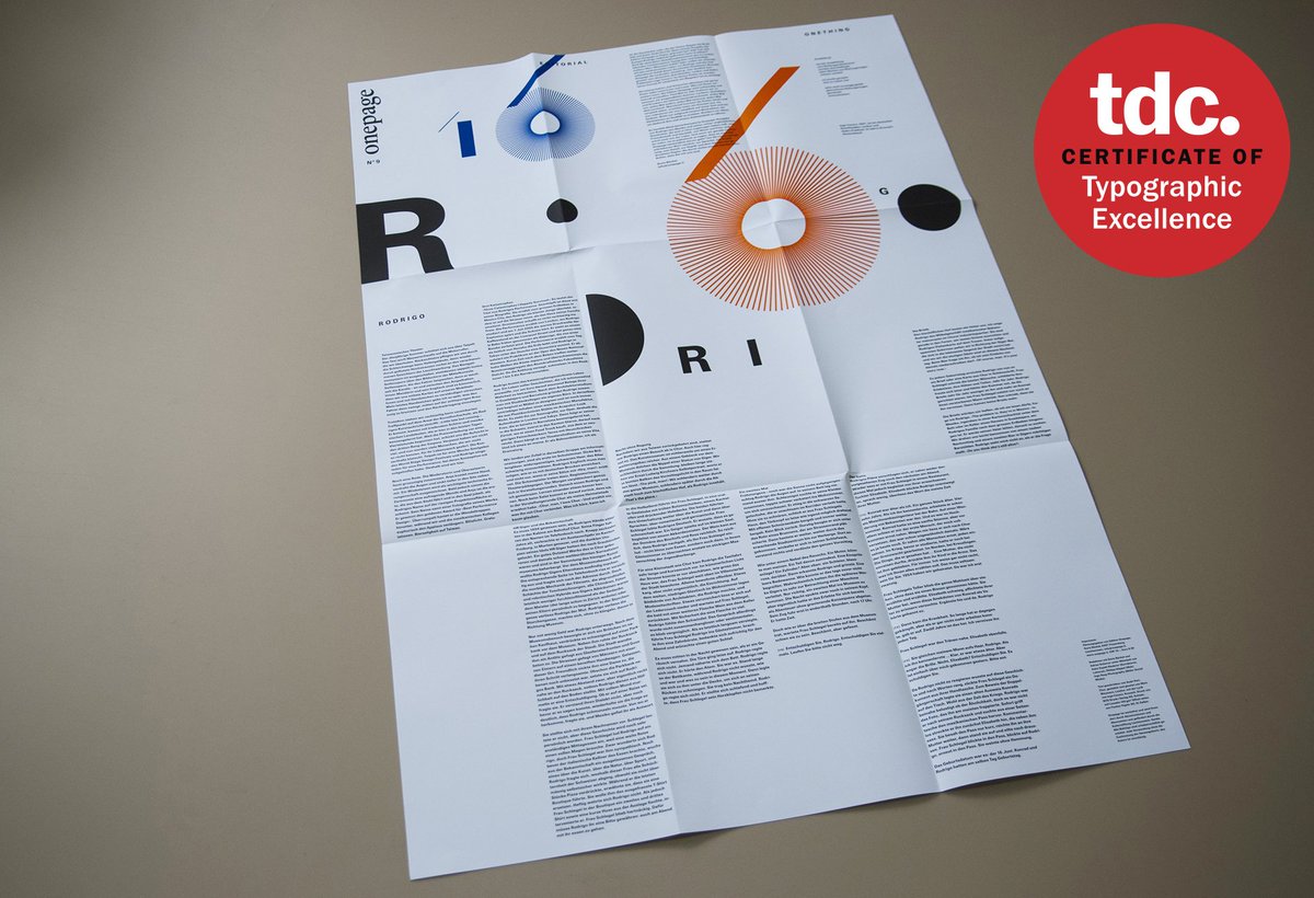marcweymann's tweet photo. I am happy to announce that the poster which I designed for Onepage Nr.9 @editiononepage has been awarded with a Certificate of Typographic Excellence #tdc 21st Annual #TDC #TDC64 Poster Design @typedirectors https://t.co/g15t4UR2aS