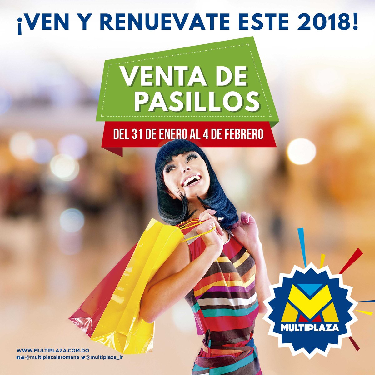 ¡Los mejores descuentos y ofertas están en la #VentaDePasillos de tu #MultiplazaLaRomana! Visítanos a partir de este miércoles 31 de enero hasta el domingo 4 de febrero y aprovecha todas nuestras ofertas. ¡Te esperamos! #CentroComercial #Compras