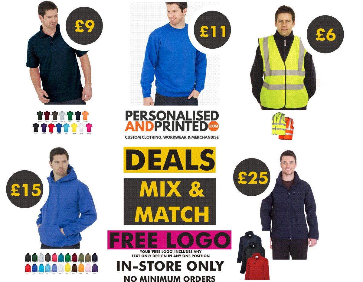 photostuffltd's tweet photo. Are you looking for Workwear with your Logo?

**INSTORE ONLY** - Visit us in Monkseaton, Whitley Bay or call us 0191 2525028

We have some MEGA deals available on polo shirts, sweatshirts, fleece jackets and more...

*No Minimum Orders
*FREE Logo
https://t.co/LNbfXNIg4V https://t.co/PTFtSgahMC