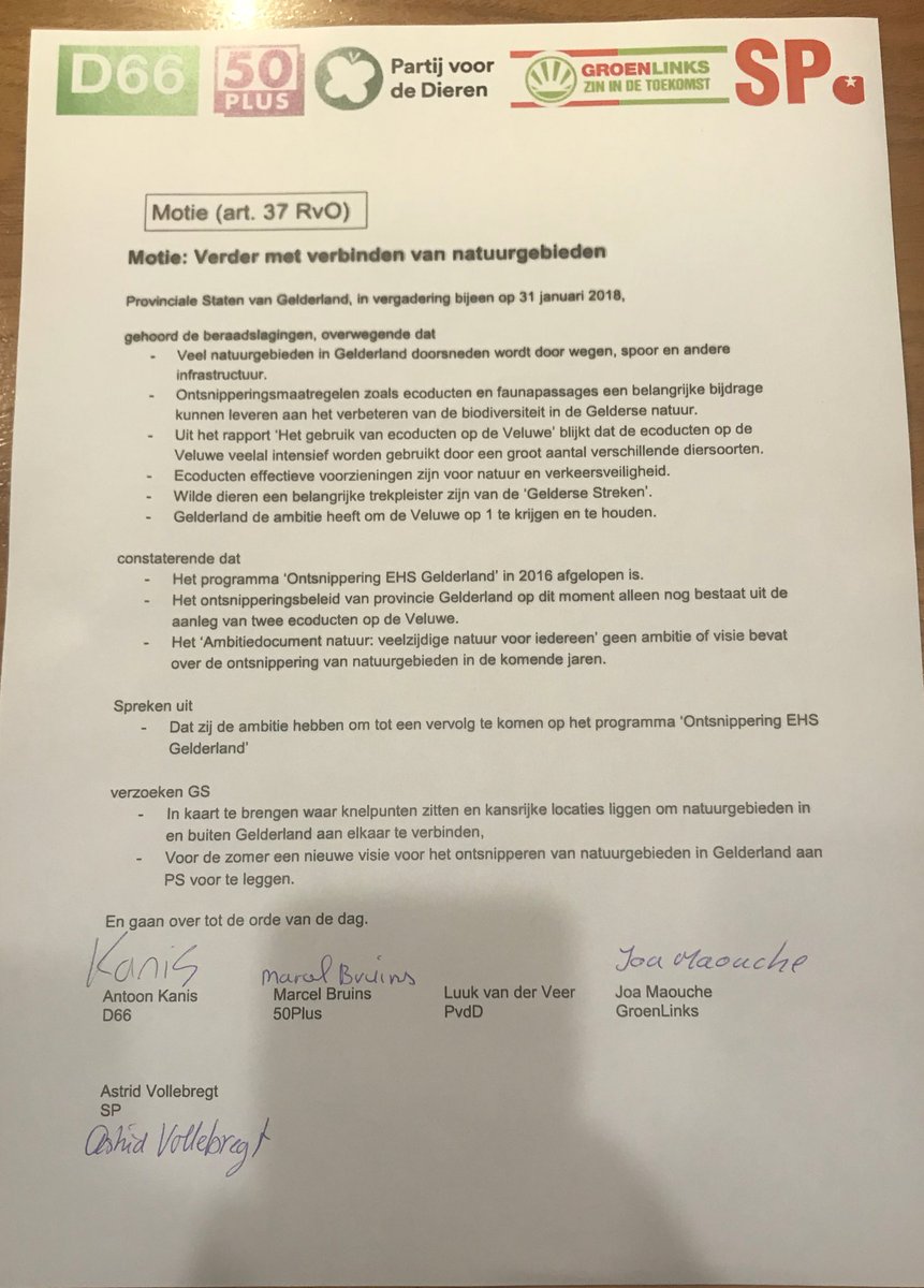 #psgld neemt twee voorstellen van <a href="/d66gelderland/">D66 Gelderland</a> voor #GoedeNatuur aan.
✅ Meer groene schoolpleinen in Gelderland.
✅ Een nieuwe visie op verbinden van natuurgebieden.
#d66krijgthetvoorelkaar