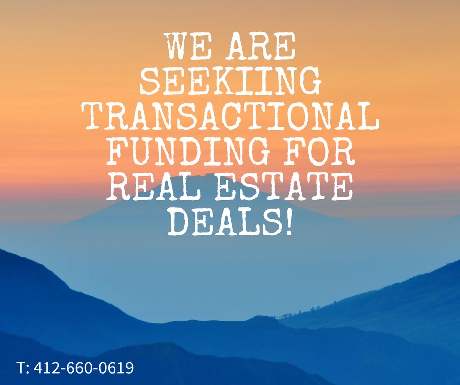 We are currently seeking transactional funding for real estate projects! Send us a PM, call or text if interested in this opportunity! Tag someone that needs to see this. 
#pittsburghrealestate #investment #ira #401k #SDIRA #retirement #roi #lfunding #transactionalfunding #lender