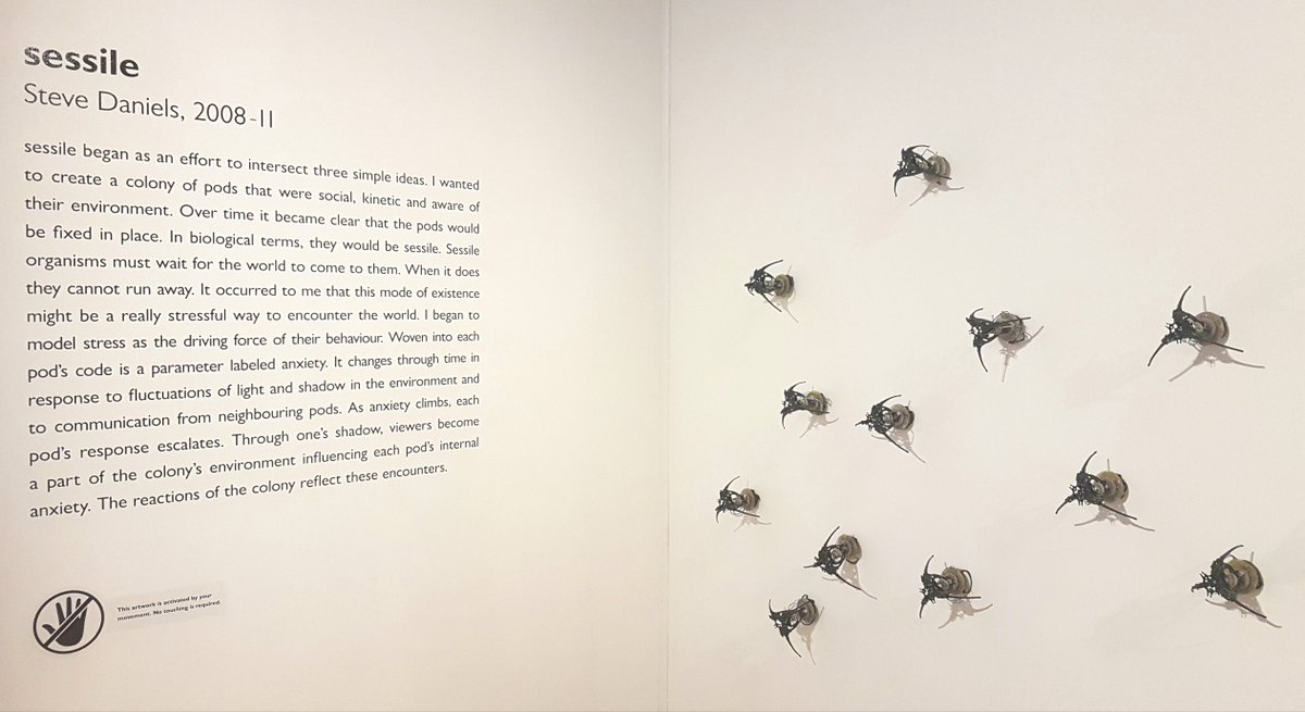 "Sessile organisms must wait for the world to come to them. They can't run away; this mode of existence must be a really stressful way to encounter the world." This #INTERACTION piece reacts to anxiety by shrinking away/moving. If only people were as easy to read. #BellLetsTalk