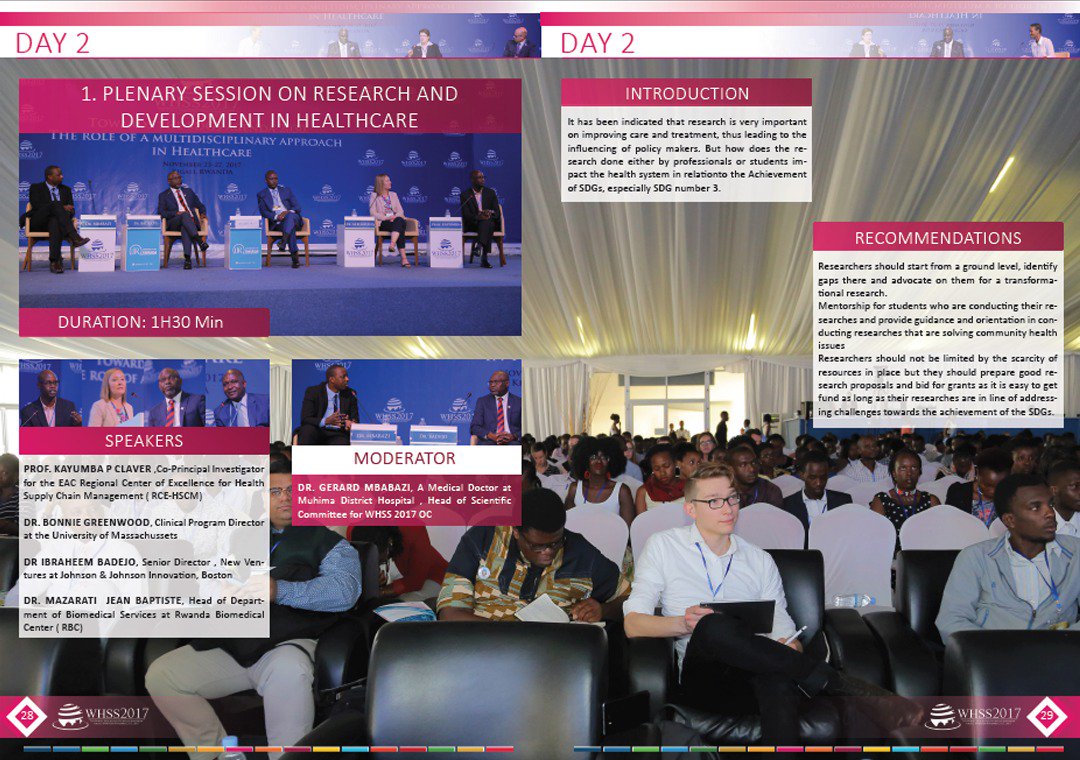 WHSS2017's tweet photo. #WHSSKigali17 brought us high caliber speakers and experts from different health fields that inspired and encourage the future health professionals to think out of the box to make change towards 2030 SDG Agenda #WHSS2017Report https://t.co/Z4rgxjYtZ8 https://t.co/vge5HUjSih
