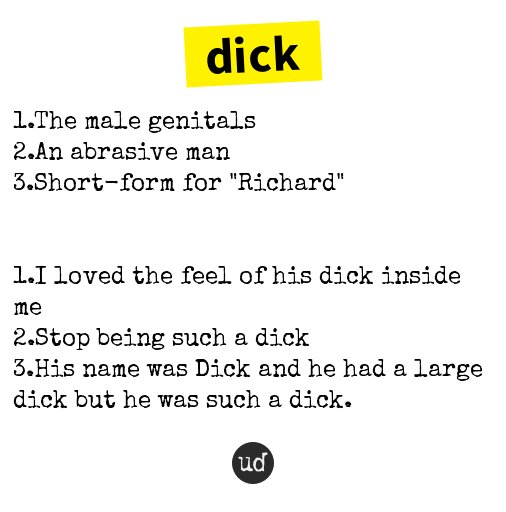 Urban Dictionary on Twitter "dick 1.The male genitals https//t.co
