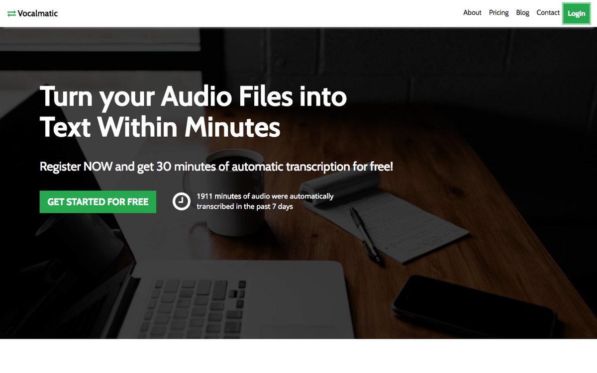mubashariqbal's tweet photo. Cool #SideProject by @tomzaragoza: "Vocalmatic - Turn your Audio Files into Text Within Minutes" (@vocalmatic) https://t.co/uJevXEMnpd #SideProjectShare https://t.co/i4As1lYqCA