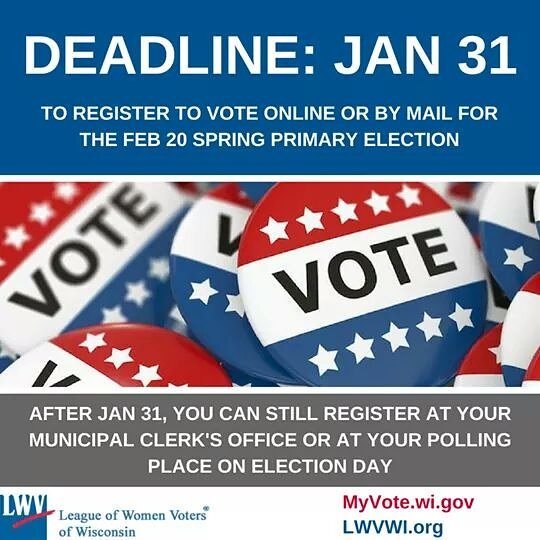 forwardfv's tweet image. Register. Share. Vote. Thanks to the LWV of Wisconsin for this important reminder. #Vote2018 #Wisconsin