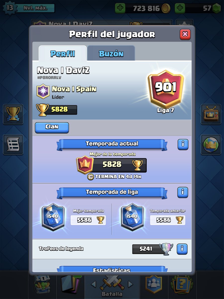 NovaDaviZ's tweet photo. 5800 🏆 con una mier** de cartas comparada con el resto de las personas con las que me enfrentaba. Increíble subir con legendarias al 3 vs legendarias al 5 y todo al máximo . @NovaeSportsTeam @NovaeSportsES A que esperáis para darme una cuenta Max ? 😂 https://t.co/9VKCpO4pha