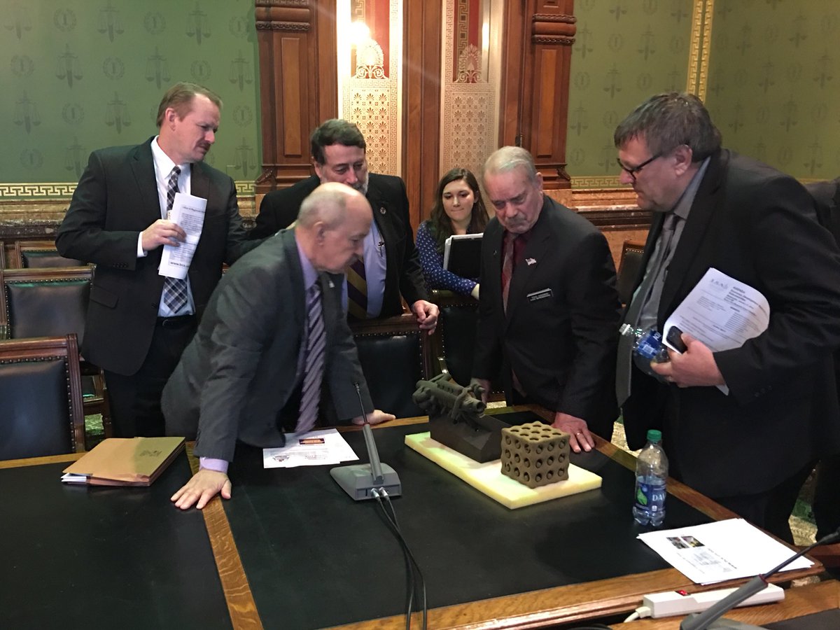 UNI’s <a href="/uni_mcc_amc/">Metal Casting Center</a> director Jerry Thiel brought show and tell to the State Capitol today! It’s great the lawmakers can see and touch what UNI does for the state of Iowa.