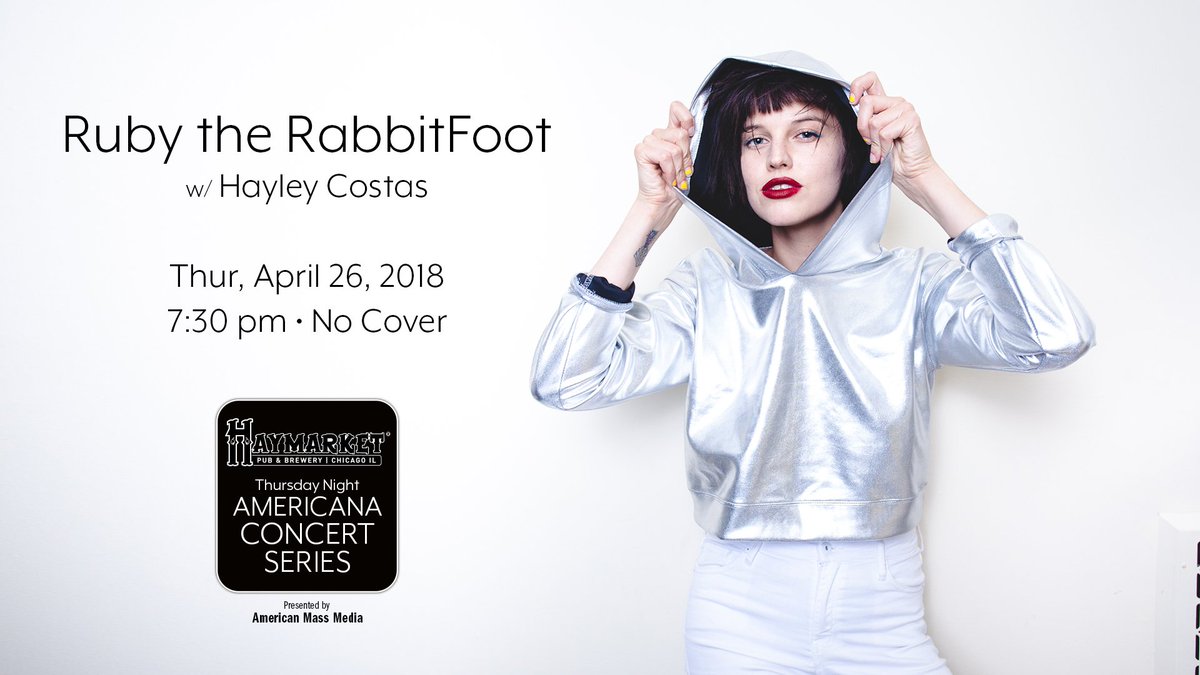 AmMassMedia's tweet photo. Ruby The RabbitFoot joins the @HaymarketPub Americana Concert Series on April 26! Hayley Costas opens! Free show! #RubyTheRabbitFoot https://t.co/qYEHEprjOv