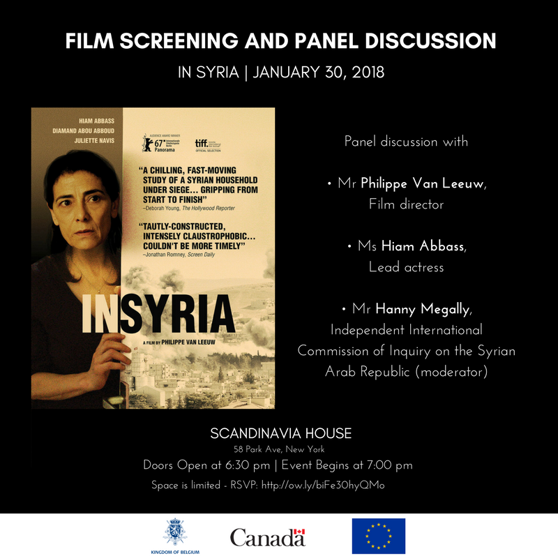 EUatUN's tweet photo. In #Syria, all sides committed violations and abuses of human rights, with the Syrian Govt carrying the biggest responsibility. --Hanny Megally with actress Hiam Abbass on what we can know about the real lives of Syrians in conflict at #InSyria screening. https://t.co/efHZlg6AZa
