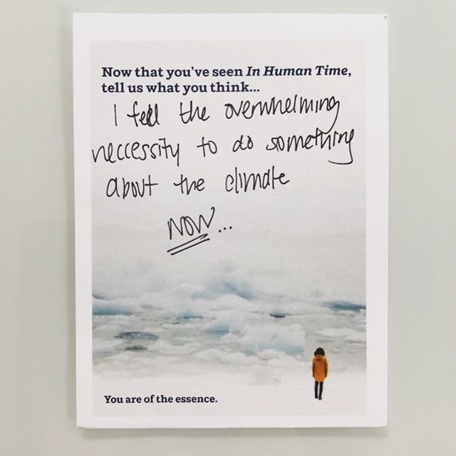 ClimateMuseum's tweet photo. Here’s what some had to say after seeing #InHumanTime. We’d love to hear from you as well! On view until Feb.11 at 66 Fifth Ave, @SJDCParsons @TheNewSchool from 12pm-6pm, and 8pm on Thursdays. Visit https://t.co/8paJBESPs7 for more info. https://t.co/e86T9292Gf