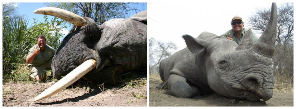 Protect_Wldlife's tweet photo. So that nobody forgets his vile deeds, this is @JimmyJohns's founder Jimmy John Liautaud with a few of his 'MANY' trophies. One of them is rumoured to be the last female Black #Rhino in the Mangetti National Park.

RT if you want a GLOBAL ban on #TrophyHunting! https://t.co/2RD6xcQ5tV