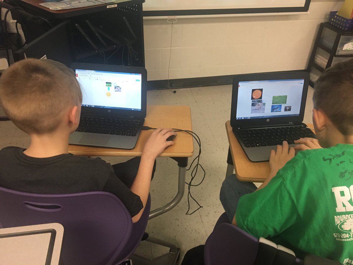 EJob07's tweet photo. Google drawings today to make food-webs and show the flow of energy transfer in 5th grade! We complete them tomorrow! @drmcclard @jmattmiller #JR2Proud #jr2elementary https://t.co/AsNNvKVa85