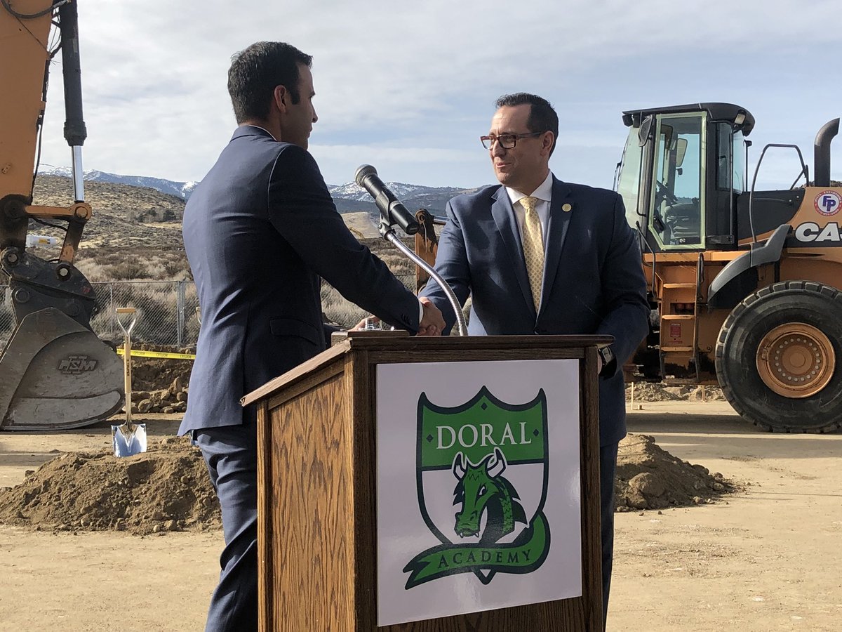 MayorSchieve's tweet photo. Beautiful day for a groundbreaking at Doral Academy! The scenery was breathtaking &amp; the education will be outstanding. Thank you @washoecounty @guinasso @daniellecherry @PatHickeyNevada @BobluceyNV @GovSandoval for keeping our children first! https://t.co/dT8Z3D2q3B
