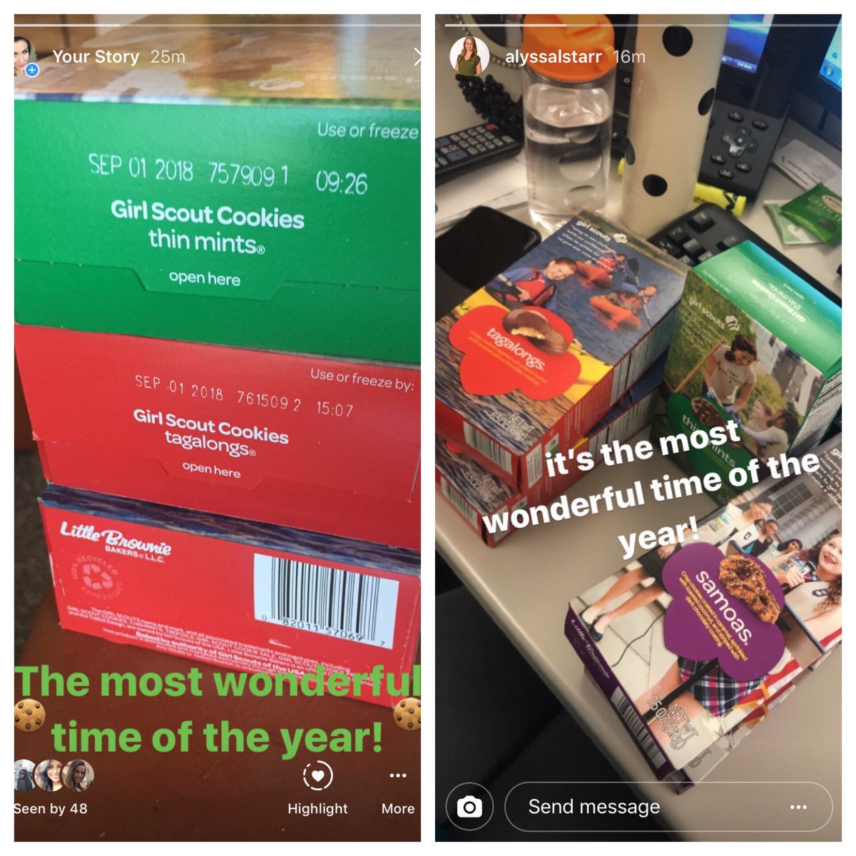 TVMarci's tweet photo. After working together so much, I think @AlyssaPone &amp; I are starting to share a brain. 😆🍪#girlscoutcookies https://t.co/bN4THx27ct