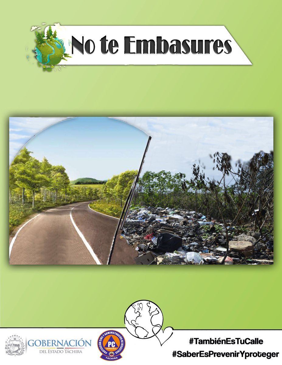 PCivilTachira's tweet photo. #NoTeEmbasures Los seres humanos producimos el 99% de la basura. Te invitamos a que seas consciente y no arrojes desechos sólidos se convierten en desechos putrefactos #Táchira Cuídate tú también @JaiberthZ https://t.co/xTvy8zr3yY https://t.co/RftEsJTpjm