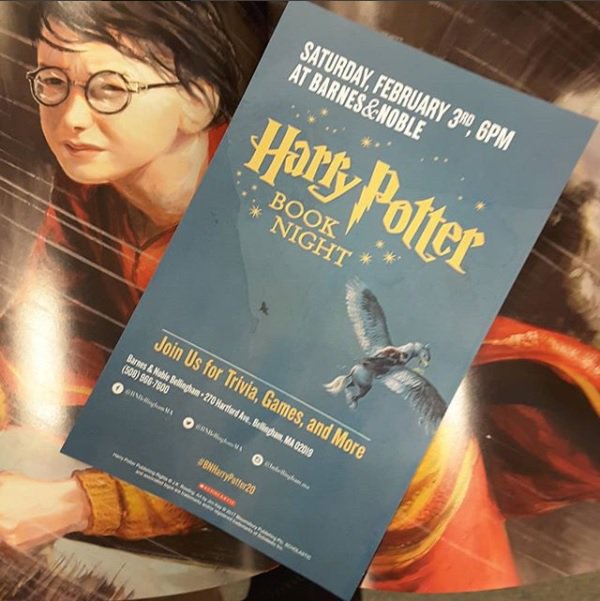 BNBellinghamMA's tweet photo. Join us this Saturday, February 3 for Harry Potter book night! Trivia activities and more. Free poster to the first 50 guests, chocolate frogs and more! #HPbooknoght #BNBellinghamMA @bnbellinghamMA #ministryofmagic #iloveharrypotter #muggles #sortinghat https://t.co/gmGpzexyt1