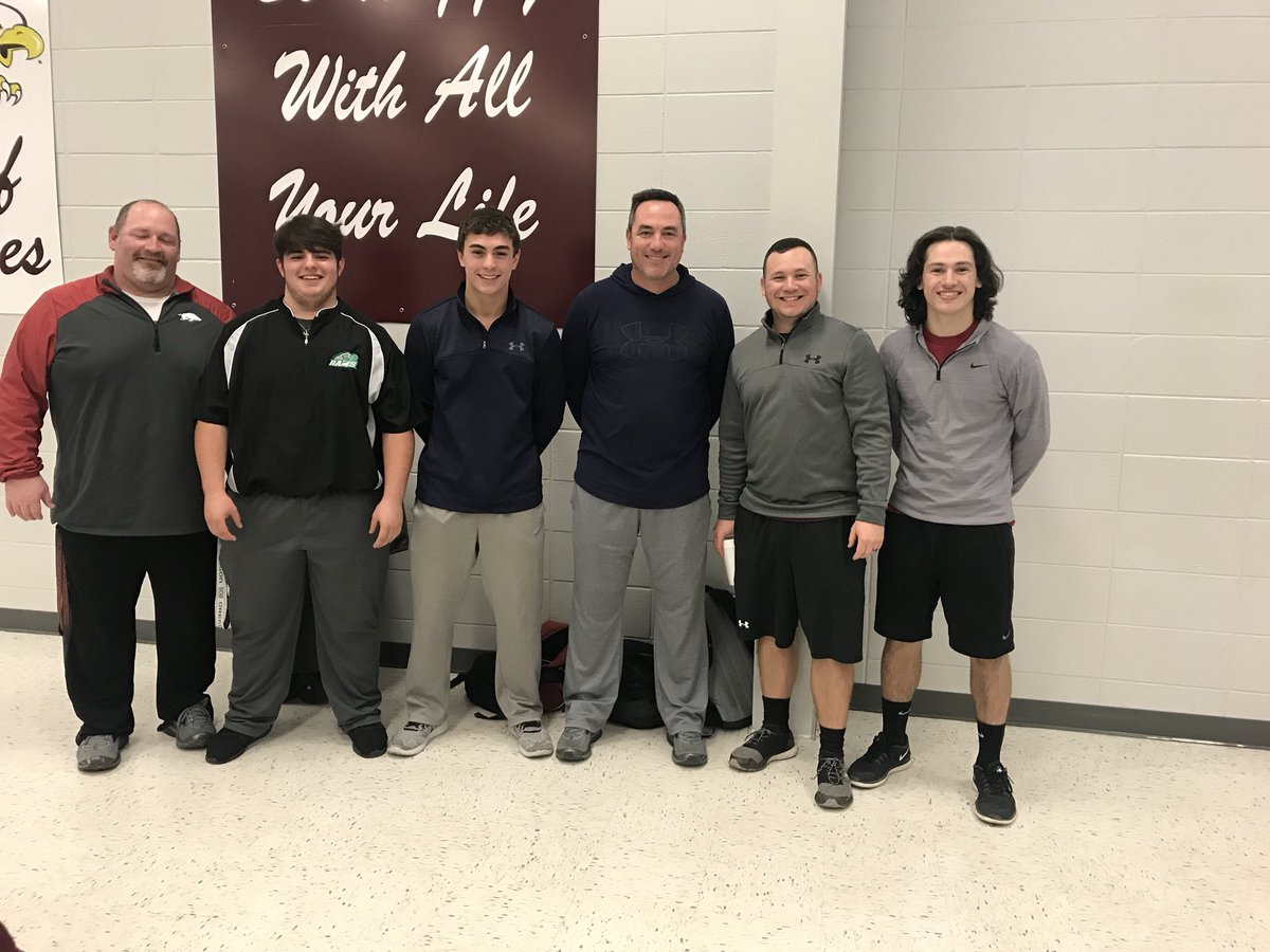 HHSEagleNation's tweet photo. “Dress Like Your Favorite Teacher Day!” Pictured: Coach Williams, Darius Savarro as Coach Williams, Tyler Welch as Coach Wiggins, Coach Wiggins, Coach Kennard, Sean McCone as Coach Kennard.  
Sean, the principal thinks you would have been more believable if you had cut your hair! https://t.co/lgnJz4u6TP