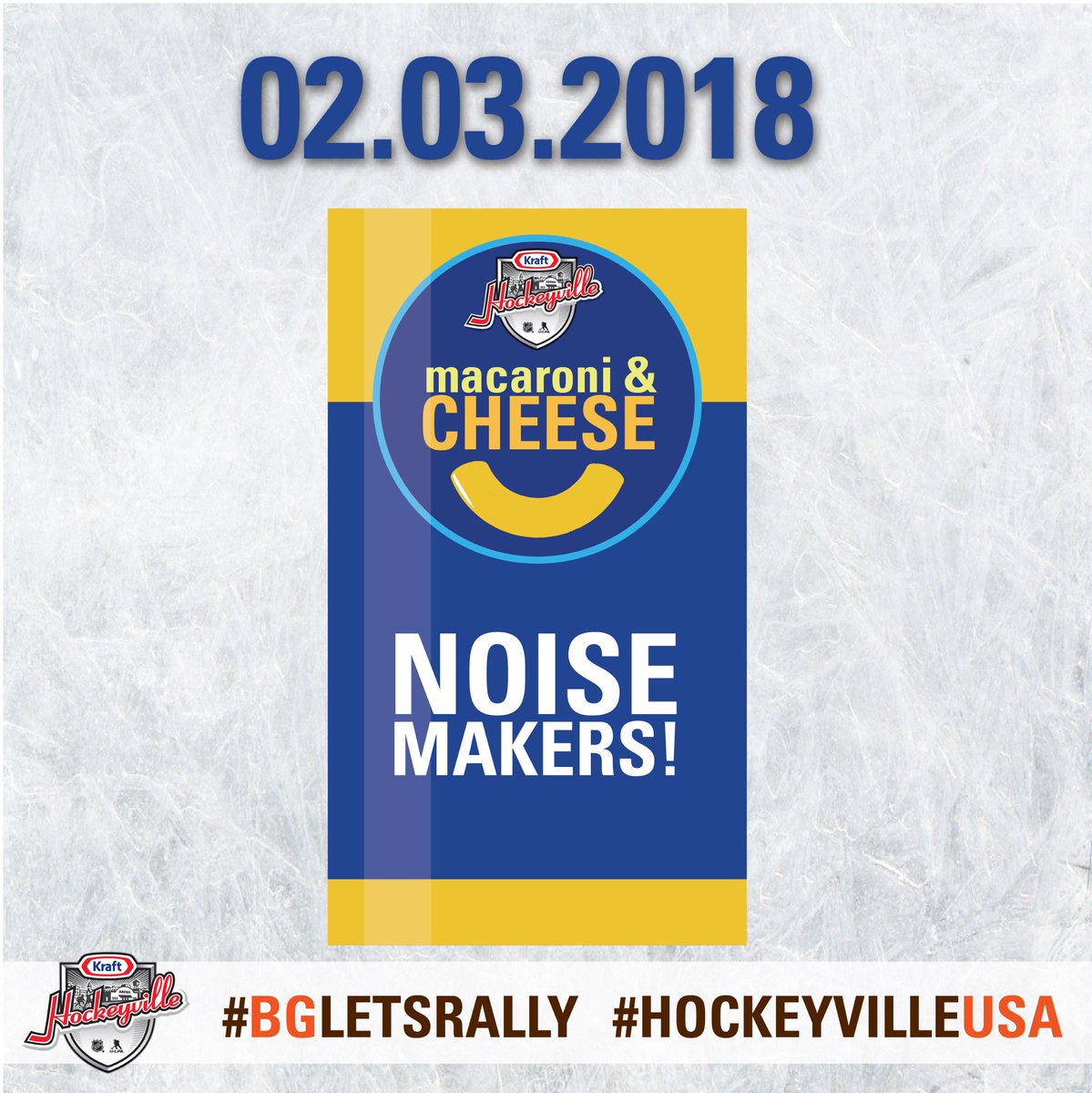 SlaterIceArena's tweet photo. For one night only, the arena will be allowing noise makers in the stands! Bring boxes of Kraft Mac and Cheese to make some noise for our boys on 2.3.18 https://t.co/ht7LzF1IuB