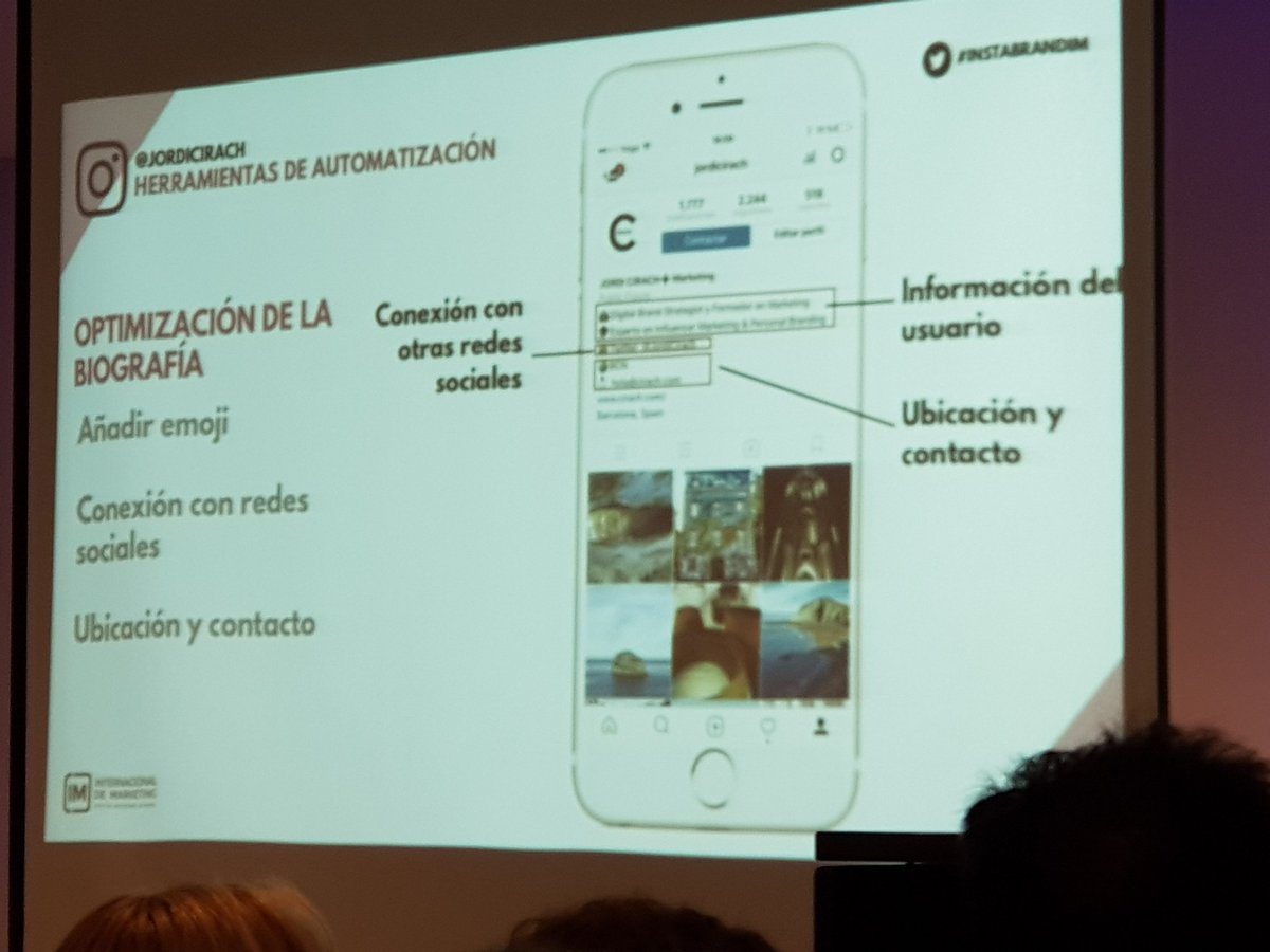 peinadormarta's tweet photo. Explica quien eres en #instagramstories y pon enlaces a otras #RedesSociales en el perfil Aprendiendo a sacarle todo el partido a #Instagram con @JordiCirach en la masterclass #Instabrandim https://t.co/2IXsa7OO1S https://t.co/PaaBcY2ZKm