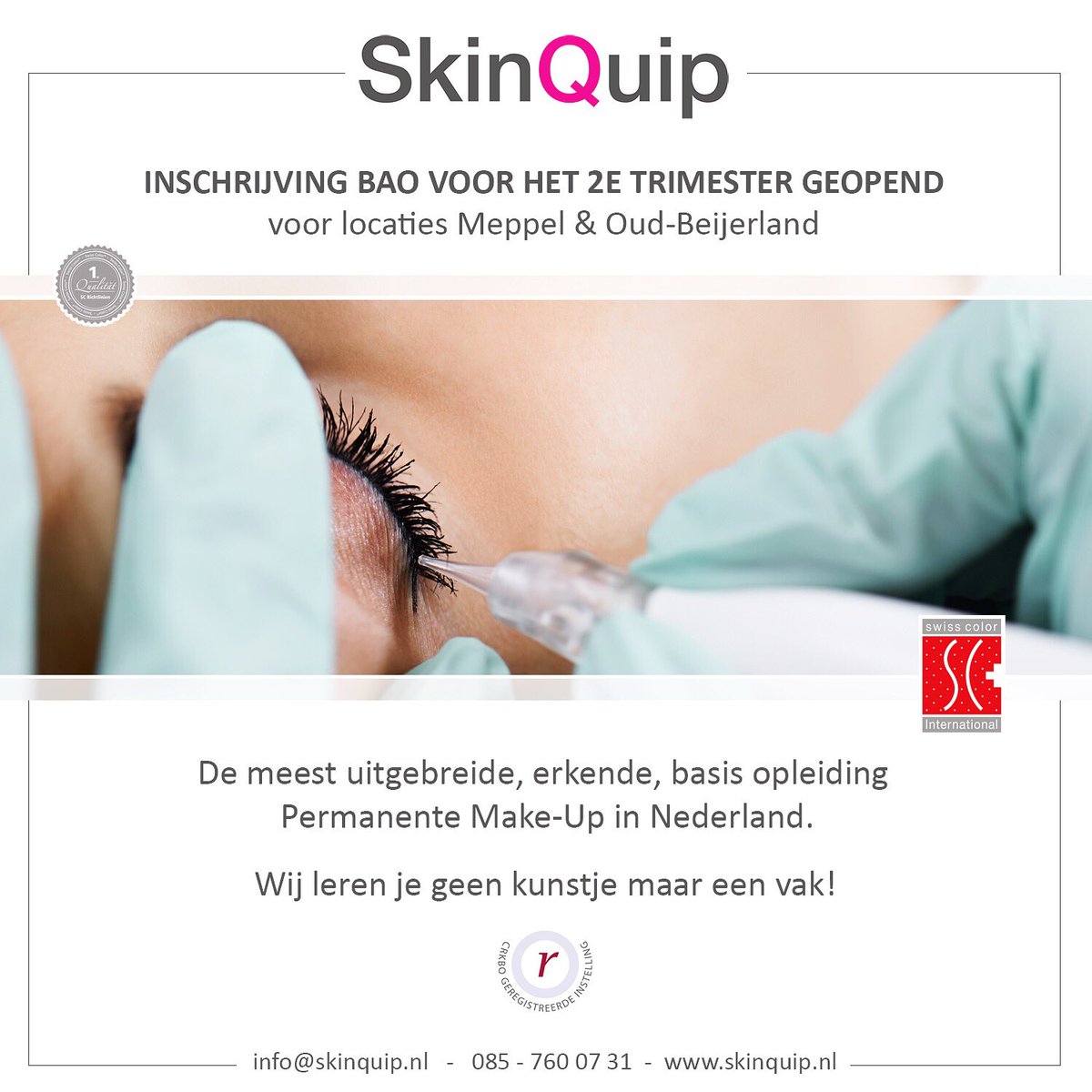 SkinQuipNederla's tweet photo. Meer informatie of inschrijven kan via: info@skinquip.nl of bel ons op: 085-760 07 31 https://t.co/vJg0X7bajK