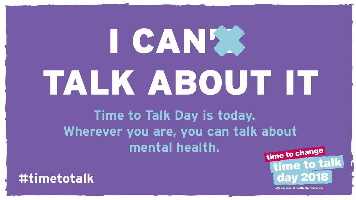 #timetotalk Day is about *everyone* having conversations about mental health, so that people with mental health problems feel less ashamed and isolated. 

Follow #timetotalk and see examples from around the country on our website: bit.ly/2Gz7ULe
